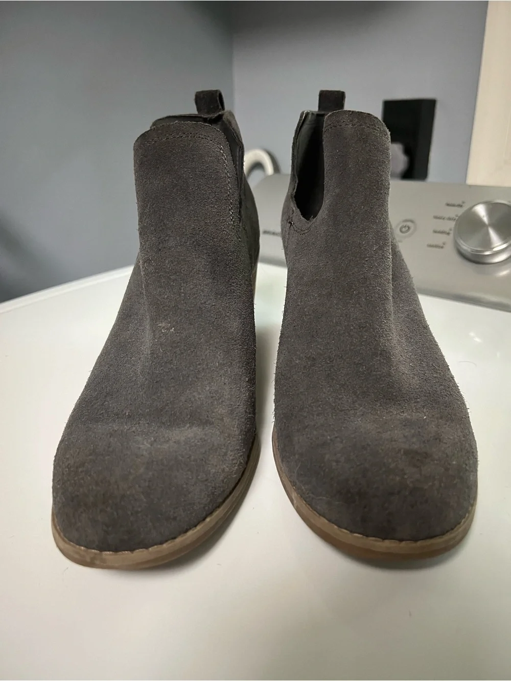 Toms Gray Suede Wedge Booties